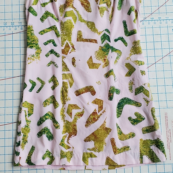 Geometric Shift Tunic Dress Woman's XSmall Vintage Pink Green Handmade 1960's - Picture 3 of 6